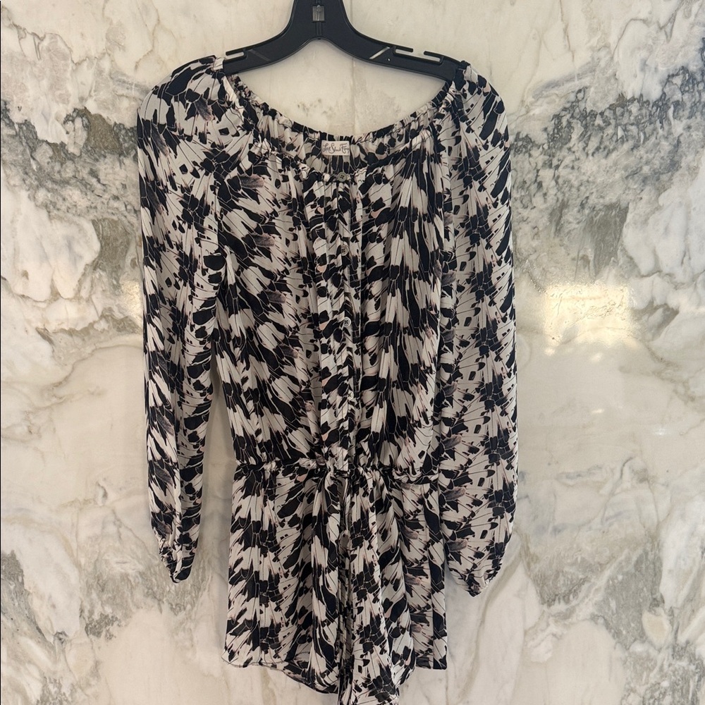 Loveshackfancy Black And White Patterned Romper - image 1